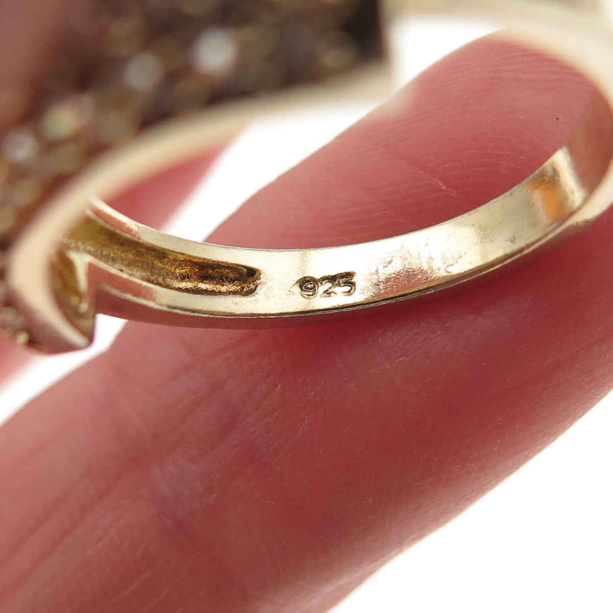 925 Sterling Silver Gold Plated Round-Cut C Z Sparkle Ring Size 7.25