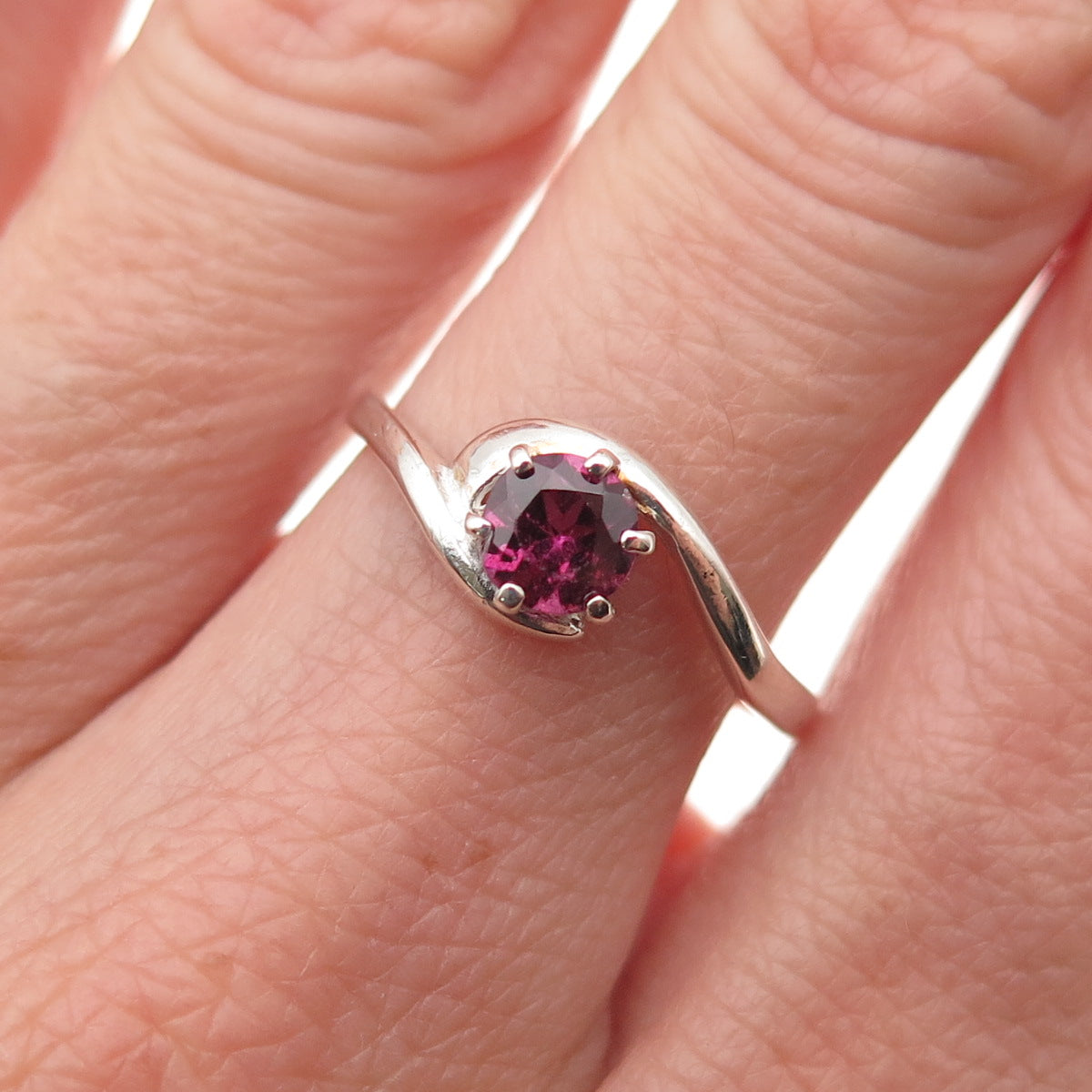 Tommy Long 925 Sterling Silver Vintage Real Tourmaline Bypass Ring Size 7.5