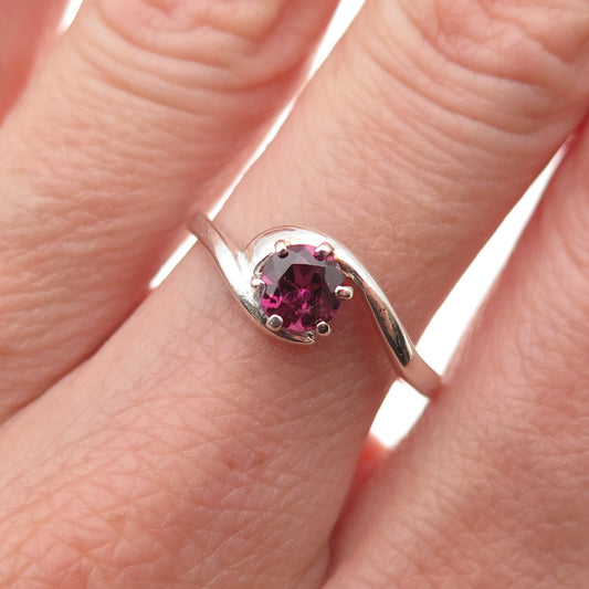 Tommy Long 925 Sterling Silver Vintage Real Tourmaline Bypass Ring Size 7.5