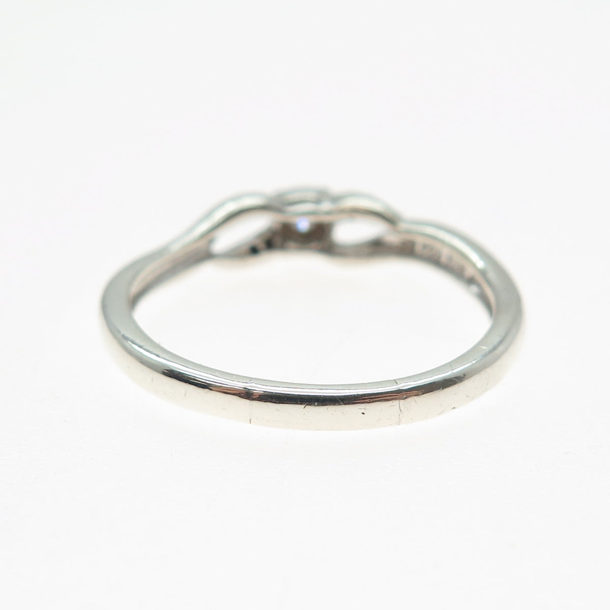 SUN 925 Sterling Silver Real Round-Cut Diamond Promise Ring Size 9.5