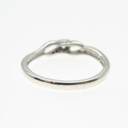 SUN 925 Sterling Silver Real Round-Cut Diamond Promise Ring Size 9.5