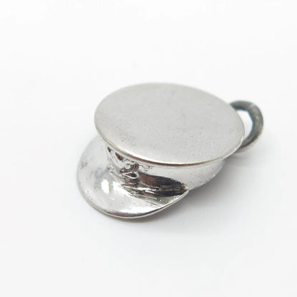 925 Sterling Silver Vintage Cap 3D Charm Pendant