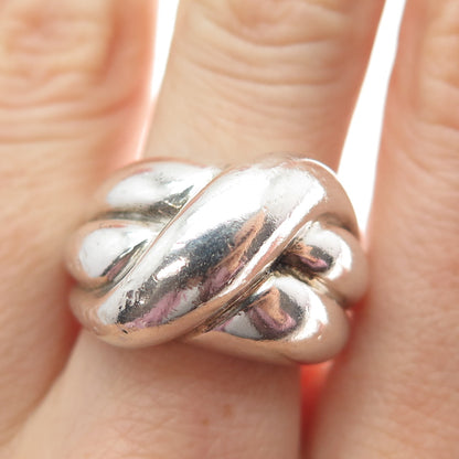 925 Sterling Silver Vintage Modernist Crisscrossed Dome Ring Size 7.25