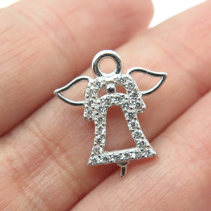 HAN 925 Sterling Silver Round-Cut C Z Angel Minimalist Pendant