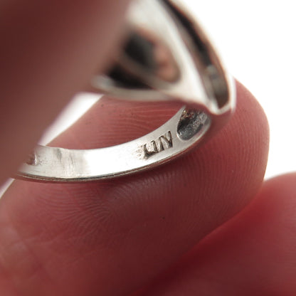 Chapal Zenray 925 Sterling Silver Vintage Modernist Oxidized Ring Size 5