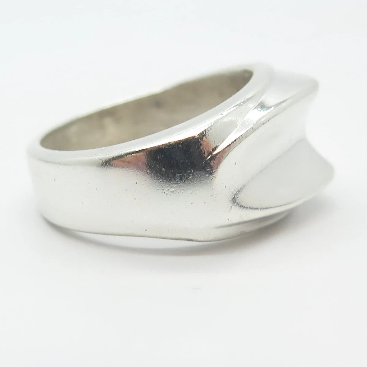 925 Sterling Silver Vintage Mexico Concave Ring Size 7.75