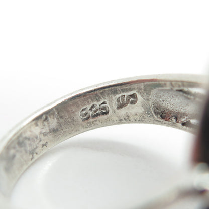 925 Sterling Silver Vintage Real Black Onyx Gemstone Ring Size 6.25