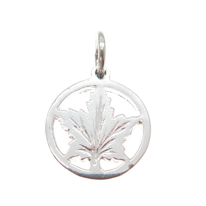 925 Sterling Silver Vintage Maple Leaf Minimalist Charm Pendant