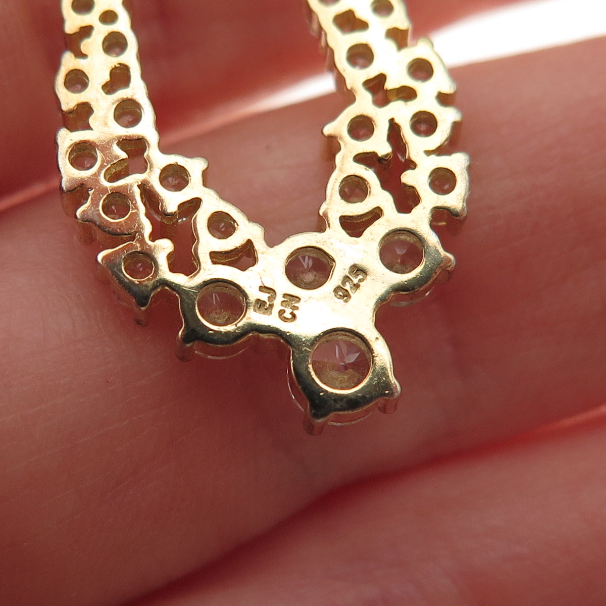 925 Sterling Silver Gold Plated Round-Cut C Z Teardrop Dangle Earrings