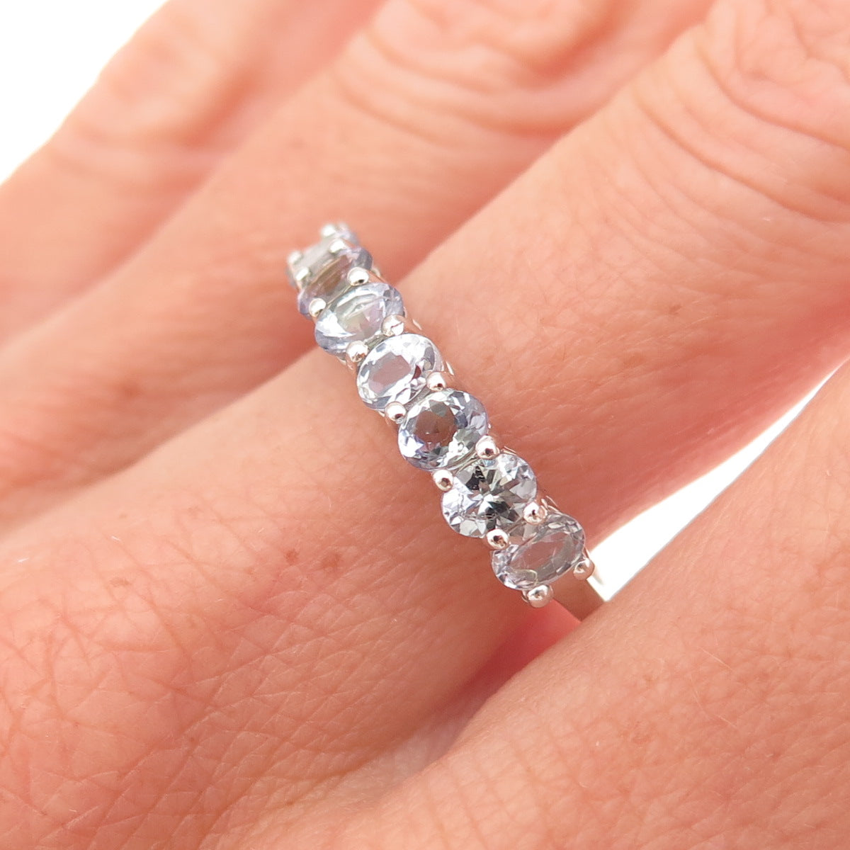 Chuck Clemency 925 Sterling Silver Real Oval-Cut Tanzanite Ring Size 8
