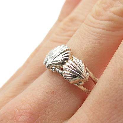 925 Sterling Silver Vintage Seashell Ring Size 8