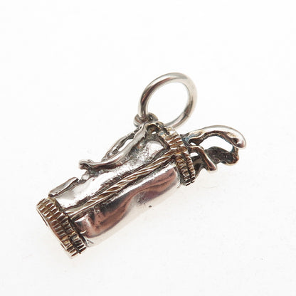 925 Sterling Silver Vintage Mexico Golf Club Oxidized Charm Pendant
