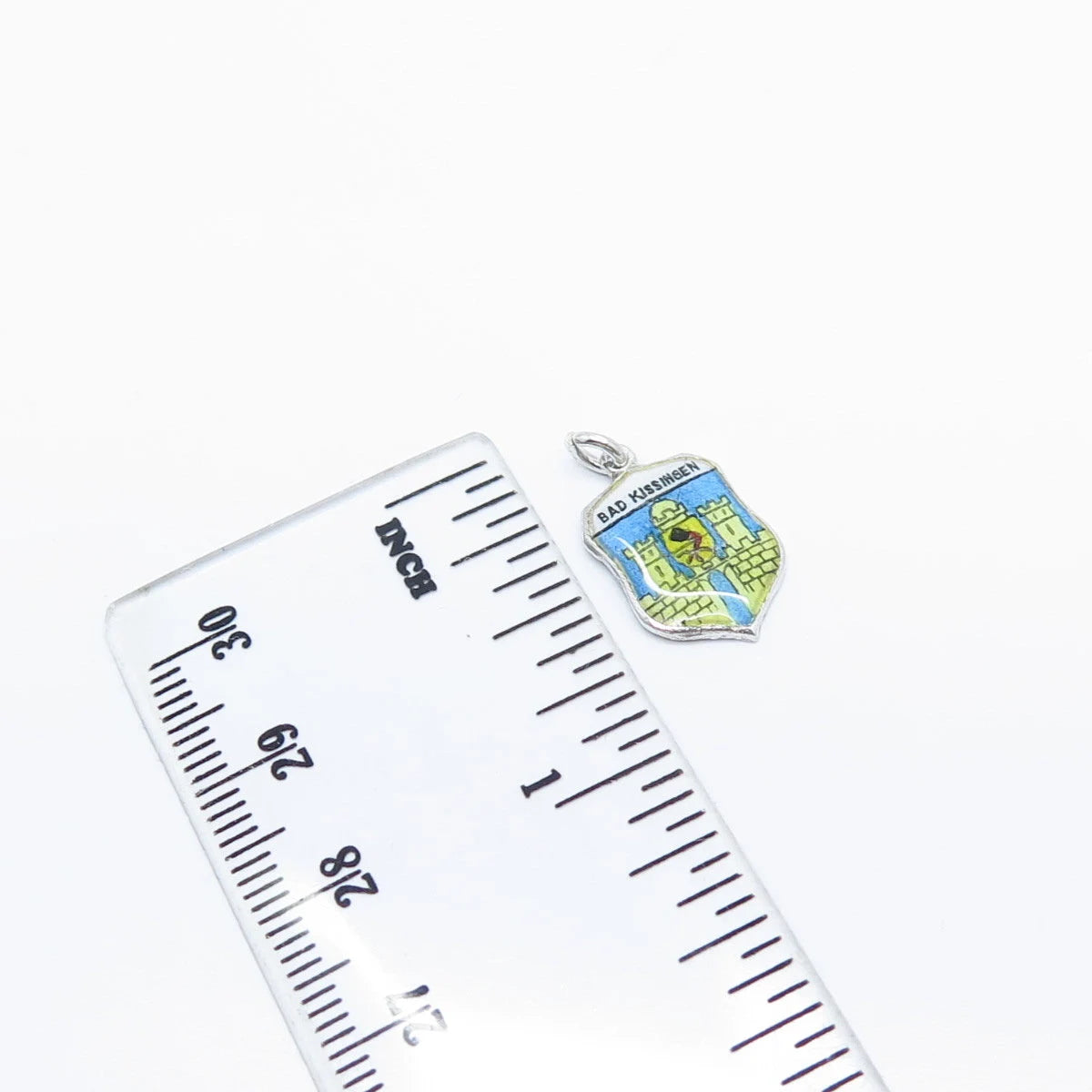 925 Sterling Silver Vintage Enamel "Bad Kissingen" Coat of Arms Charm Pendant