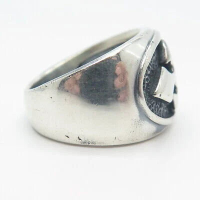 925 Sterling Silver Vintage Modernist Cross Ring Size 9.25