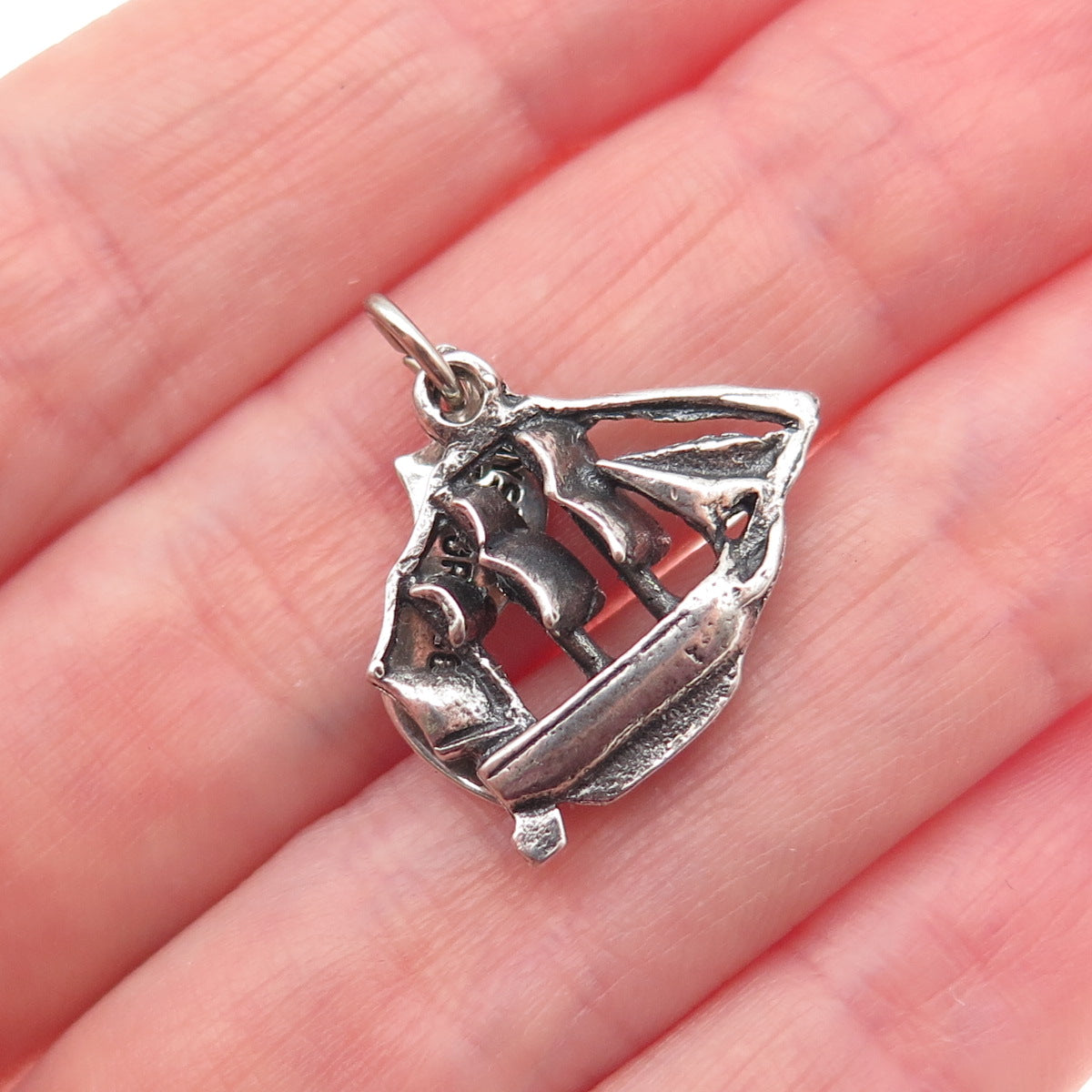 Pacific Jewelry Sterling Silver Vintage Ship Mystic Seaport Mini Charm Pendant
