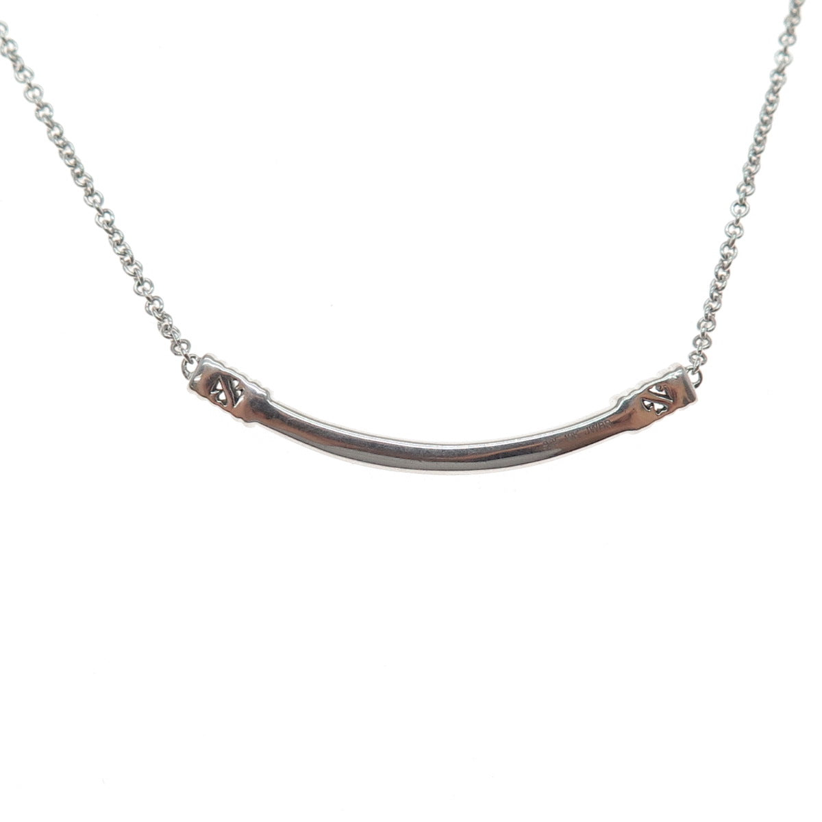 JANE SEYMOUR 10K Gold Sterling Silver Real Diamond Open Heart Bar Necklace 16"