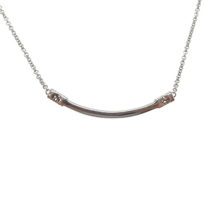 JANE SEYMOUR 10K Gold Sterling Silver Real Diamond Open Heart Bar Necklace 16"