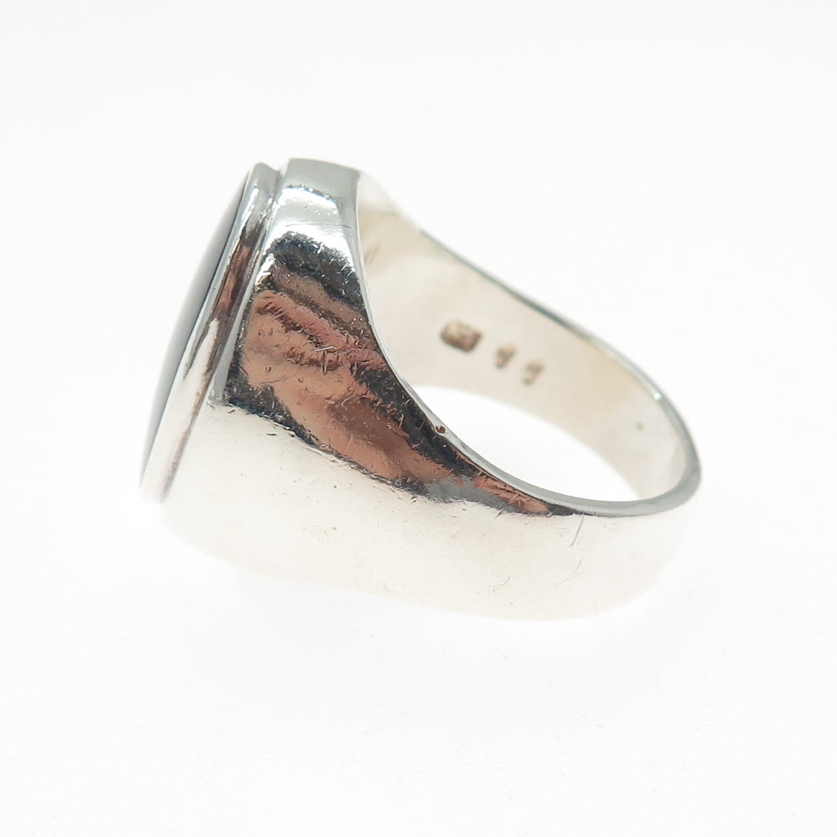 925 Sterling Silver Vintage Real Black Onyx Signet Ring Size 11.5