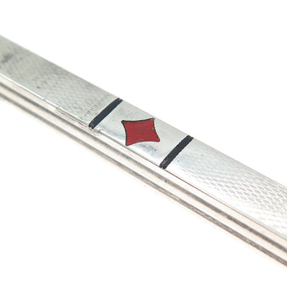 935 Silver Vintage Enamel Diamonds Playing Card Suits Mechanical Pencil