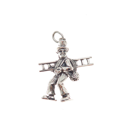 835 Silver Vintage European Chimney Sweep Oxidized Charm Pendant