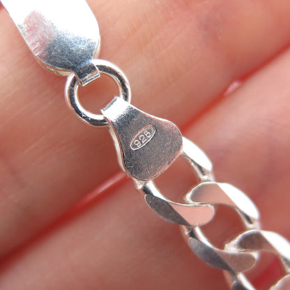 925 Sterling Silver Vintage Italy Curb Chain Necklace 24"