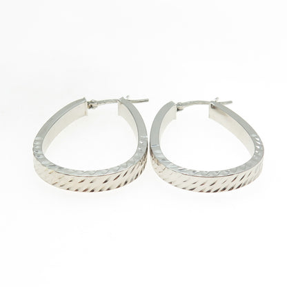 JCM JACMEL MAURITIUS 925 Sterling Silver Engraved Hinged Hoop Earrings