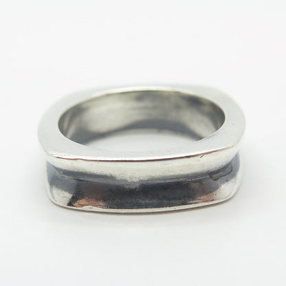 925 Sterling Silver Vintage Concave Square Ring Size 5