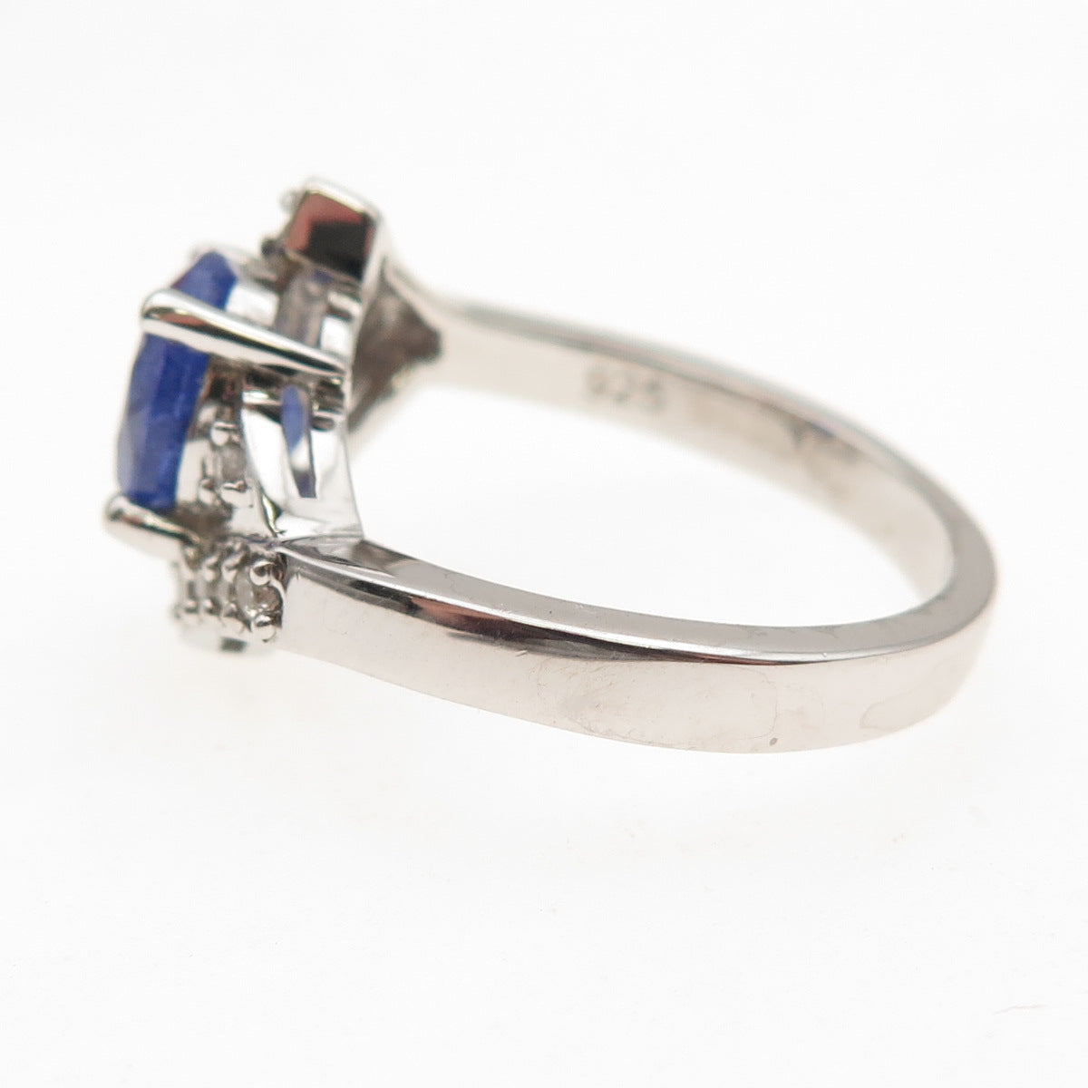RJ Graziano 925 Sterling Silver Real Tanzanite & White Topaz Ring Size 8