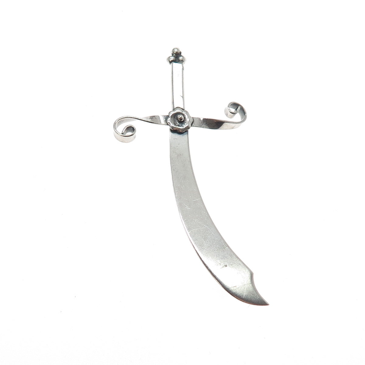 925 Sterling Silver Antique Art Deco Scimitar Sword Handmade Pin Brooch