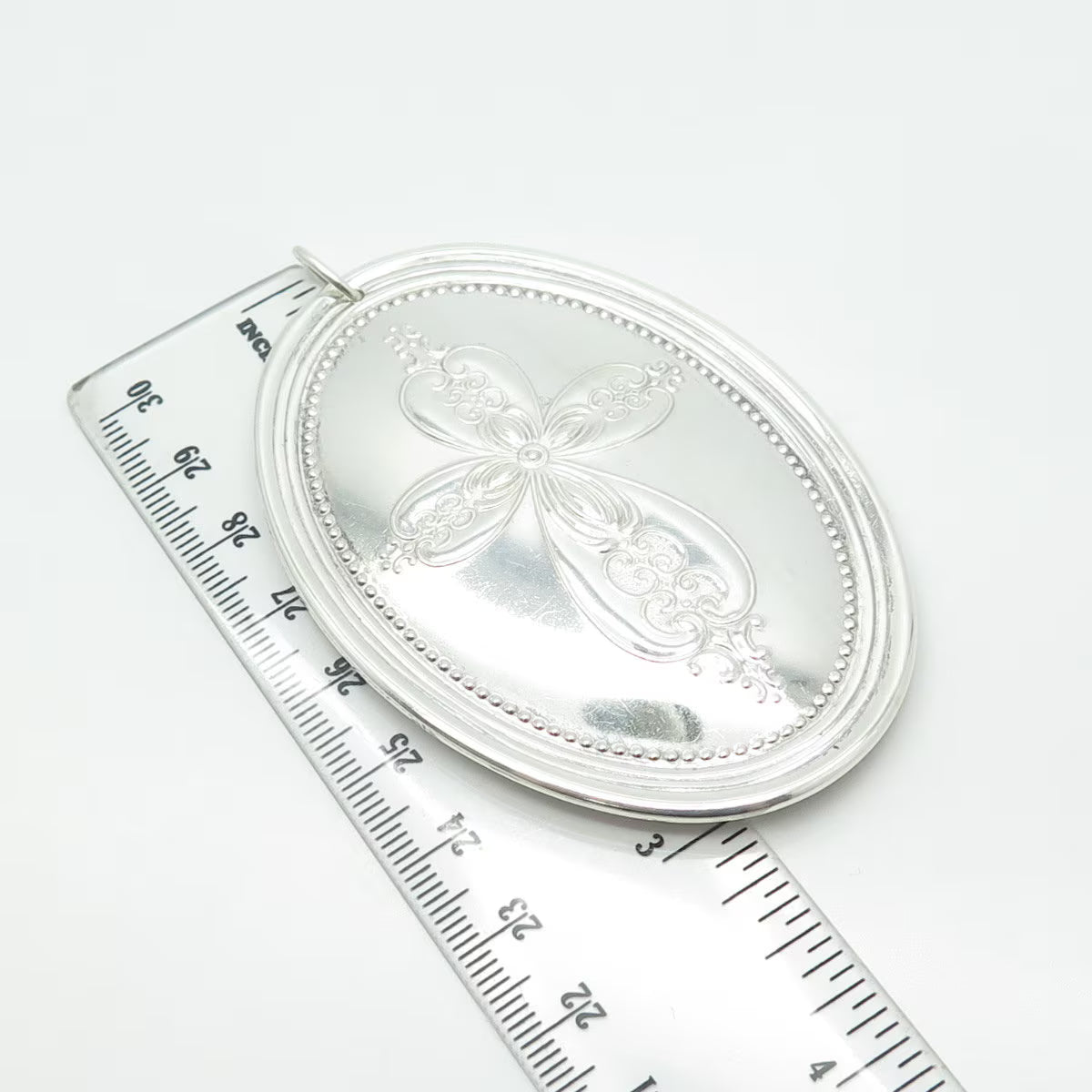 925 Sterling Silver Vintage Towle 1972 Cross / Leaf Birds Ornament