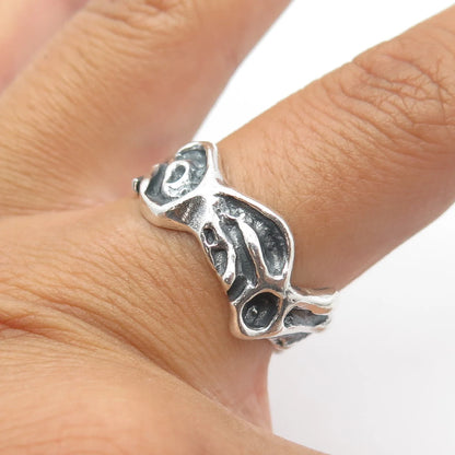 925 Sterling Silver Vintage Modernist Band Ring Size 8.5