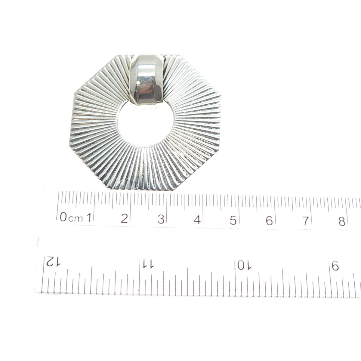 925 Sterling Silver Vintage Modernist Geometric Oxidized Pin Brooch