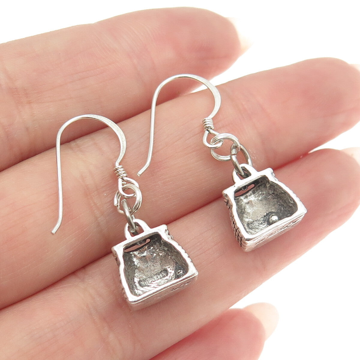 SUNWEST 925 Sterling Silver Vintage Picnic Basket Dangling Earrings