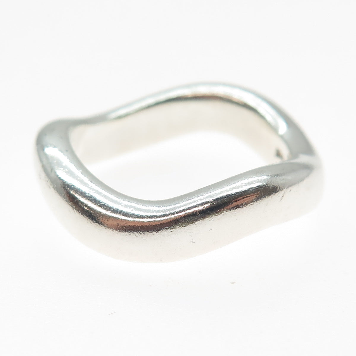 925 Sterling Silver Vintage Modernist Wavy Band Ring Size 10.75