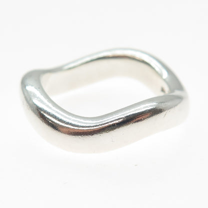925 Sterling Silver Vintage Modernist Wavy Band Ring Size 10.75
