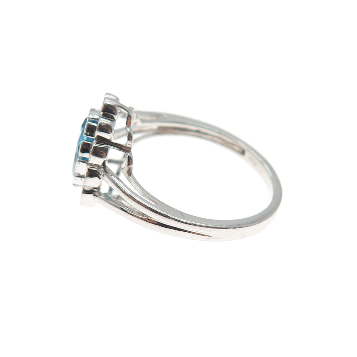 JANE SEYMOUR 925 Sterling Silver Real Blue & White Topaz Ring Size 6.75