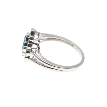 JANE SEYMOUR 925 Sterling Silver Real Blue & White Topaz Ring Size 6.75