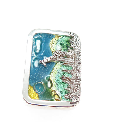925 Sterling Silver Vintage Mexico Murano Glass Giraffe Safari Pin Brooch