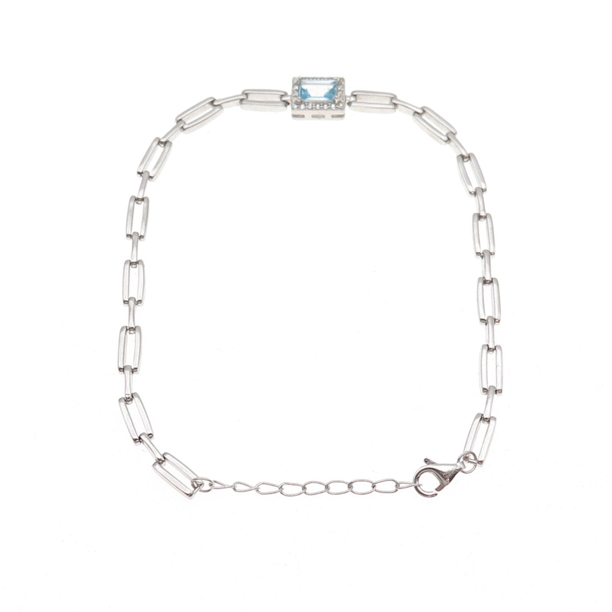 Han 925 Sterling Silver Real Blue & White Topaz Bracelet 7.5-8.5"