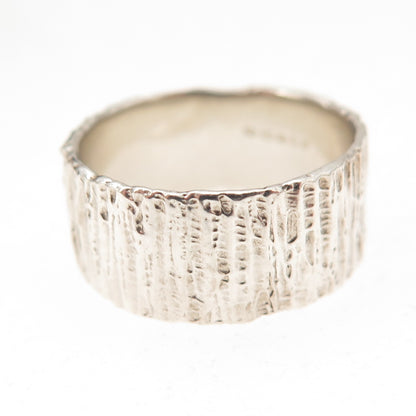925 Sterling Silver Vintage JEM TES London Textured Oxidized Band Ring Size 6.75