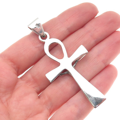 925 Sterling Silver Vintage Egyptian Ankh Crucifix Cross Charm Pendant
