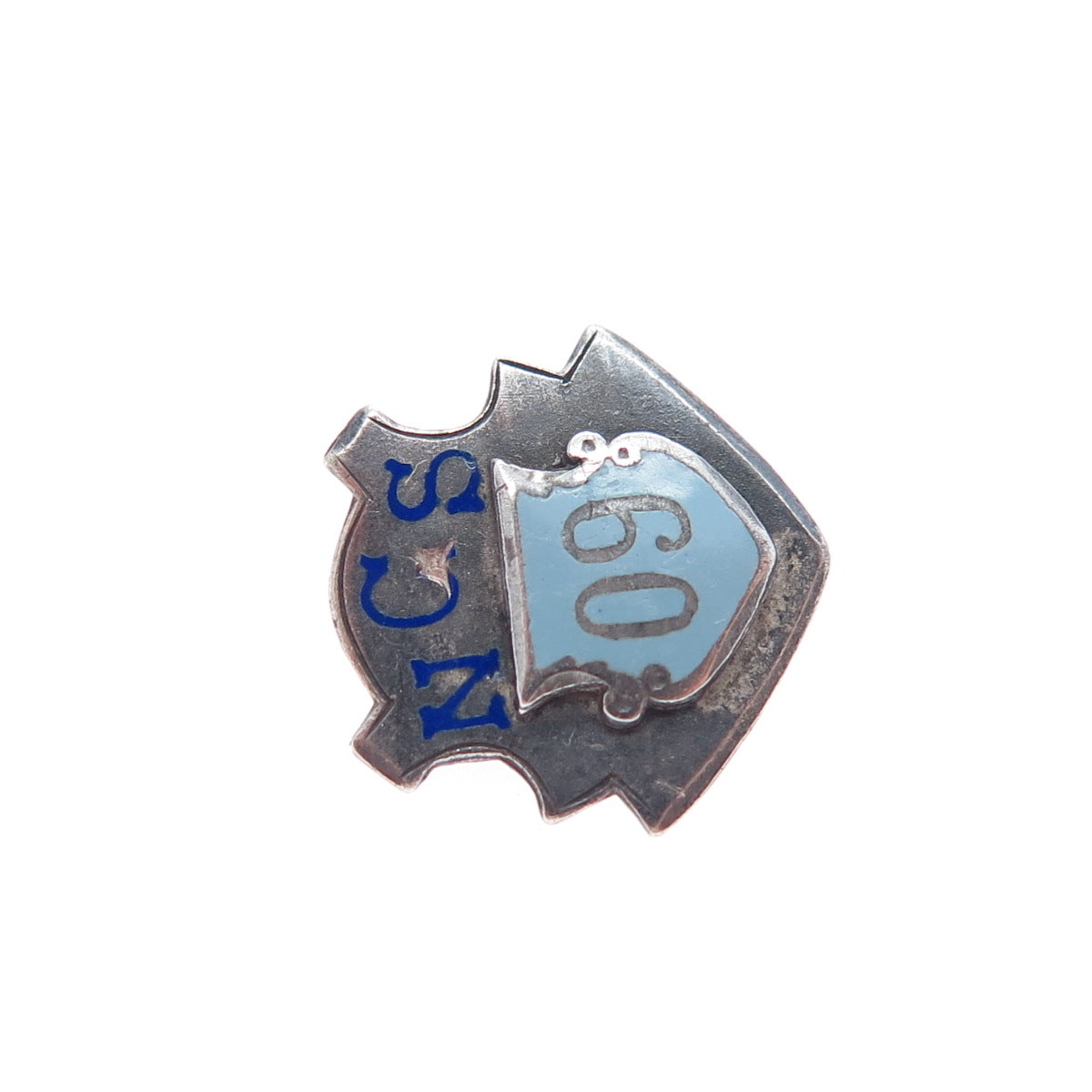 BASTIAN BROTHERS 925 Sterling Silver Antique 1909 Enamel NCS College Pin Brooch