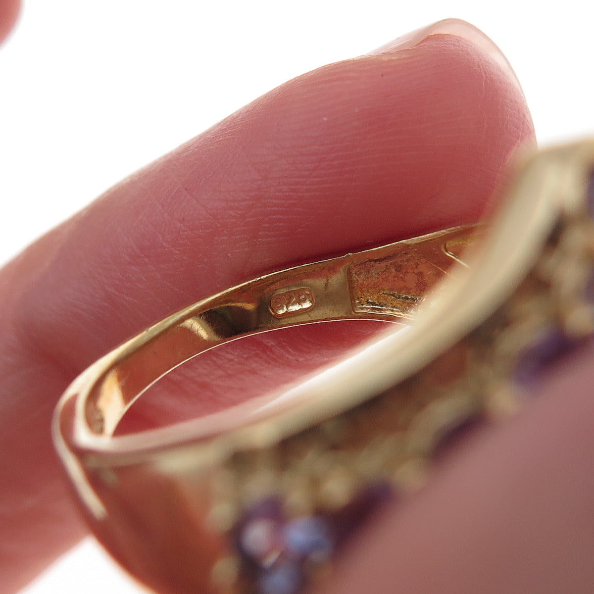 Chuck Clemency 925 Sterling Silver Gold Plated Real Tanzanite Ring Size 8