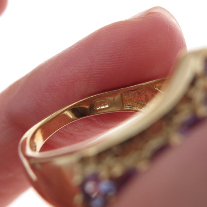 Chuck Clemency 925 Sterling Silver Gold Plated Real Tanzanite Ring Size 8