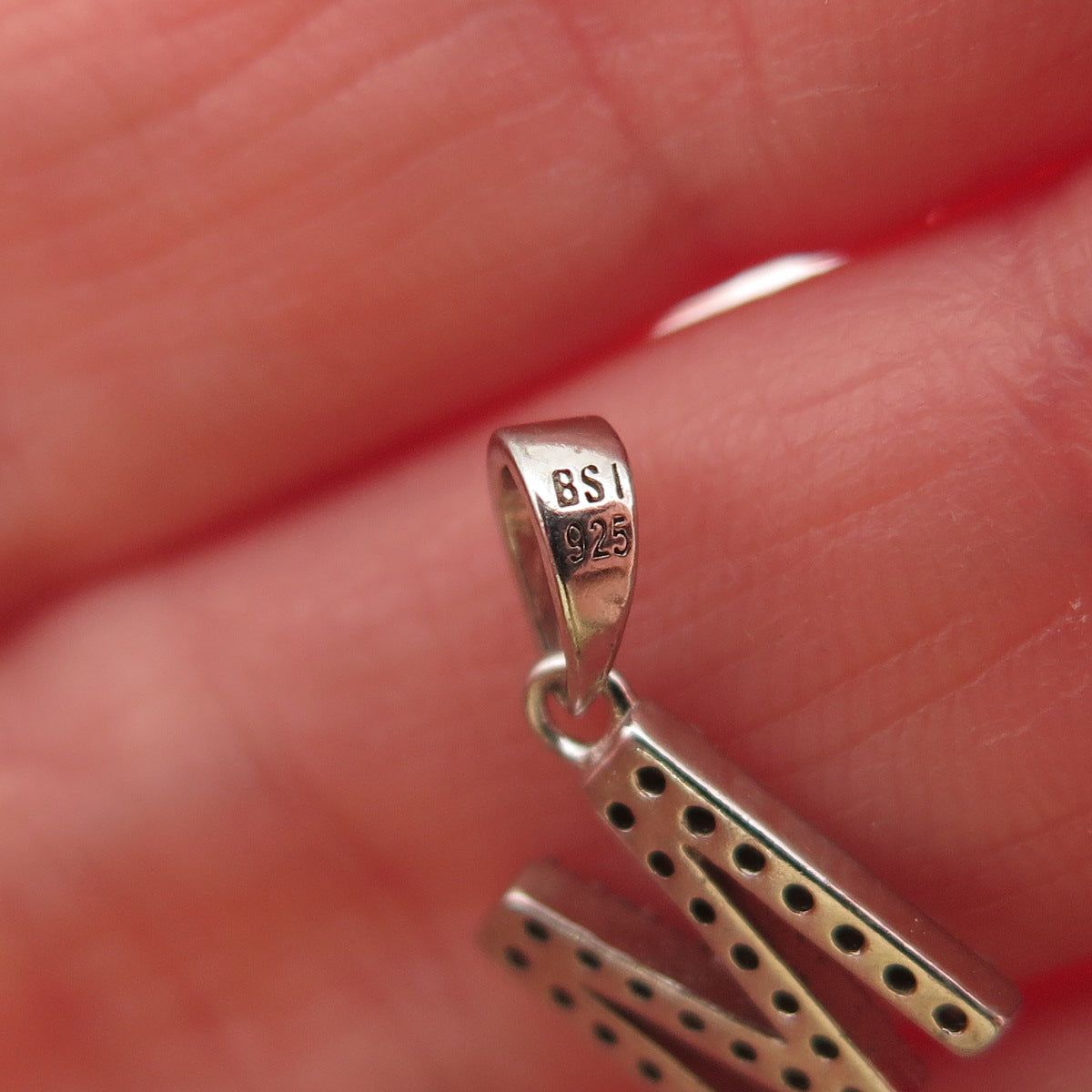 925 Sterling Silver Round-Cut C Z Letter M Initial Mini Charm Pendant
