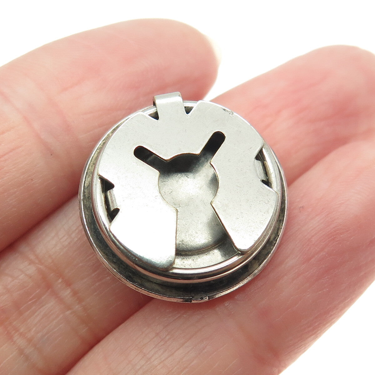 Old Pawn Hopi Sterling Silver Vintage Southwestern Concho Tribal Clip Button