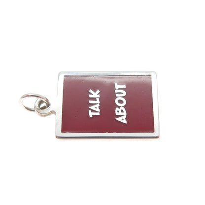 925 Sterling Silver Red Enamel Talk About Minimalist Charm Pendant