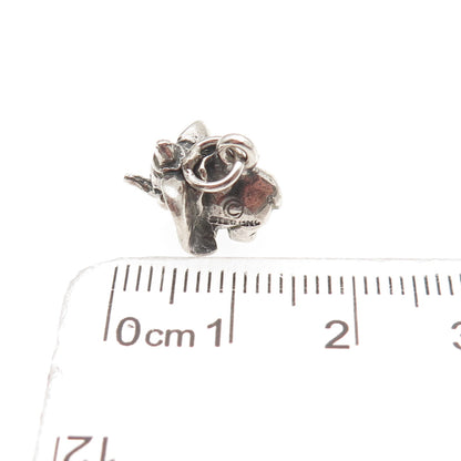 925 Sterling Silver Vintage Dumbo Elephant Oxidized 3D Mini Charm Pendant