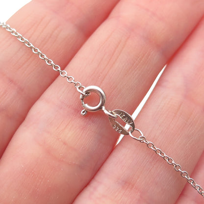 925 Sterling Silver Real Round-Cut Diamond Heart Cable Chain Necklace 18"
