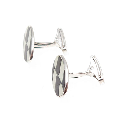 Birch & Gaydon 925 Sterling Silver Vintage England Enamel Modernist Cufflinks